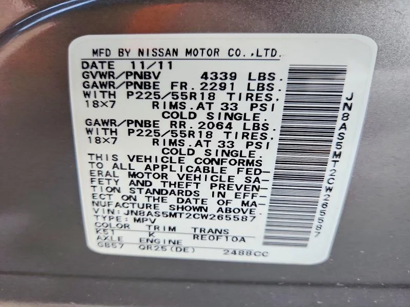 NISSAN ROGUE 2012 photo 13