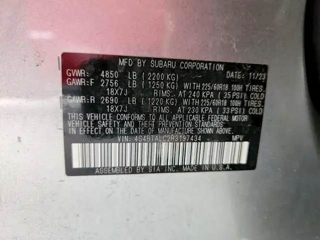 SUBARU OUTBACK 2024 photo 13